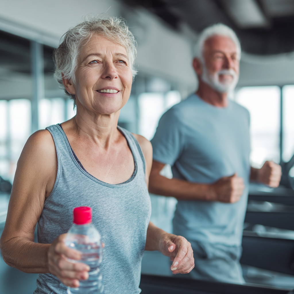 Middle-aged adults practicing heart-healthy lifestyle activities
